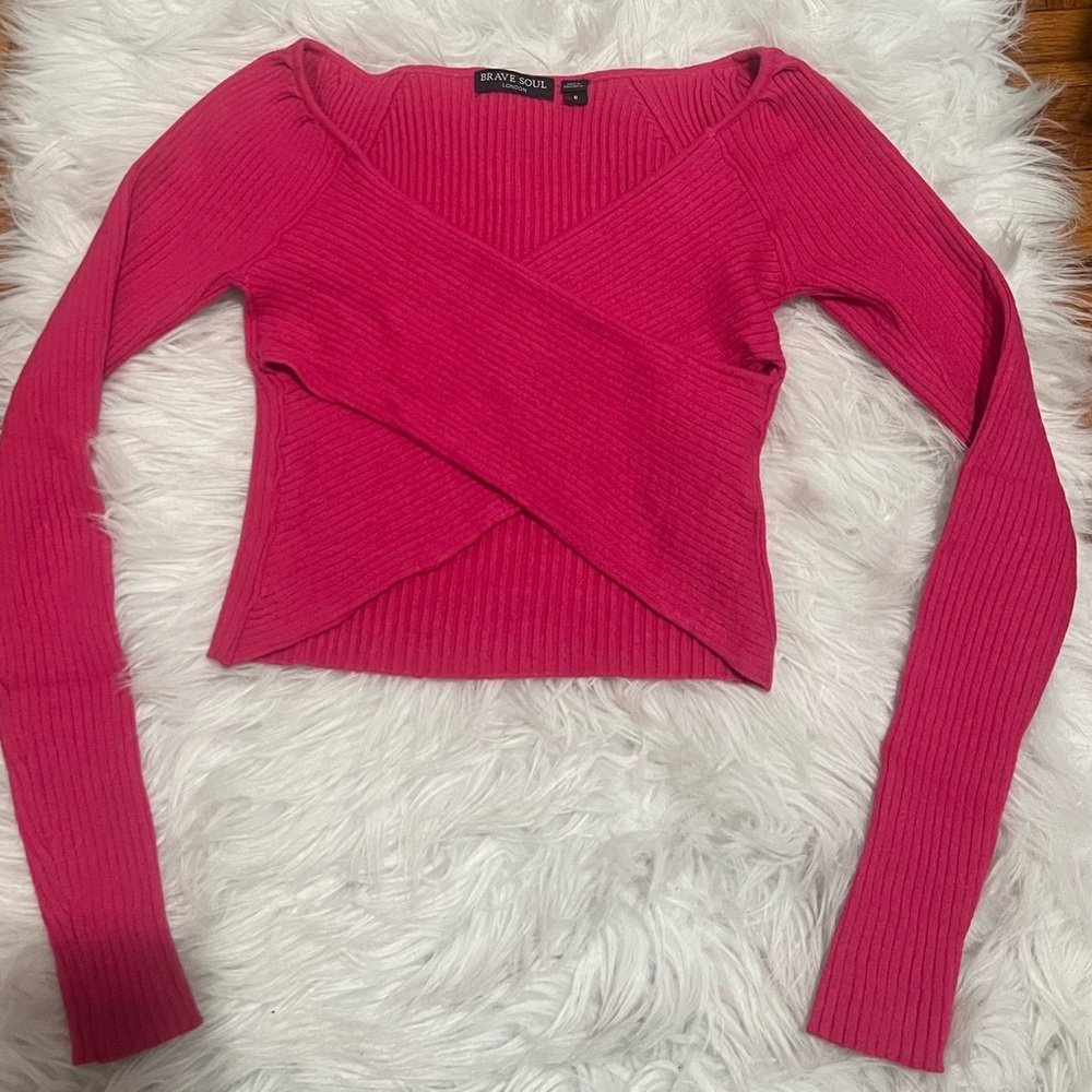 Brave Soul-cropped sweater in pink - Picture 4 of 5